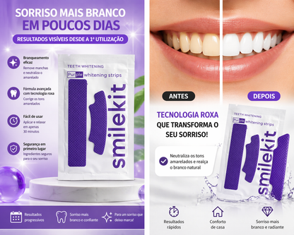 Tiras Branqueadoras Dentárias - SmileKit Purple White (EH)