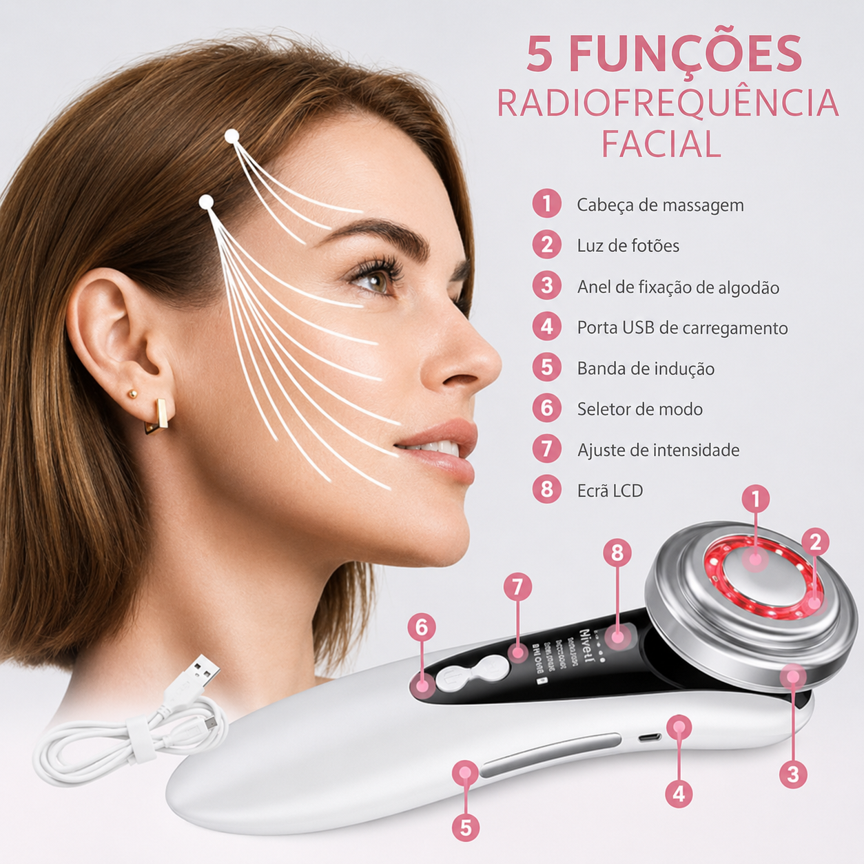 Massageador Facial - skincare - DermaLift Pro™ LED