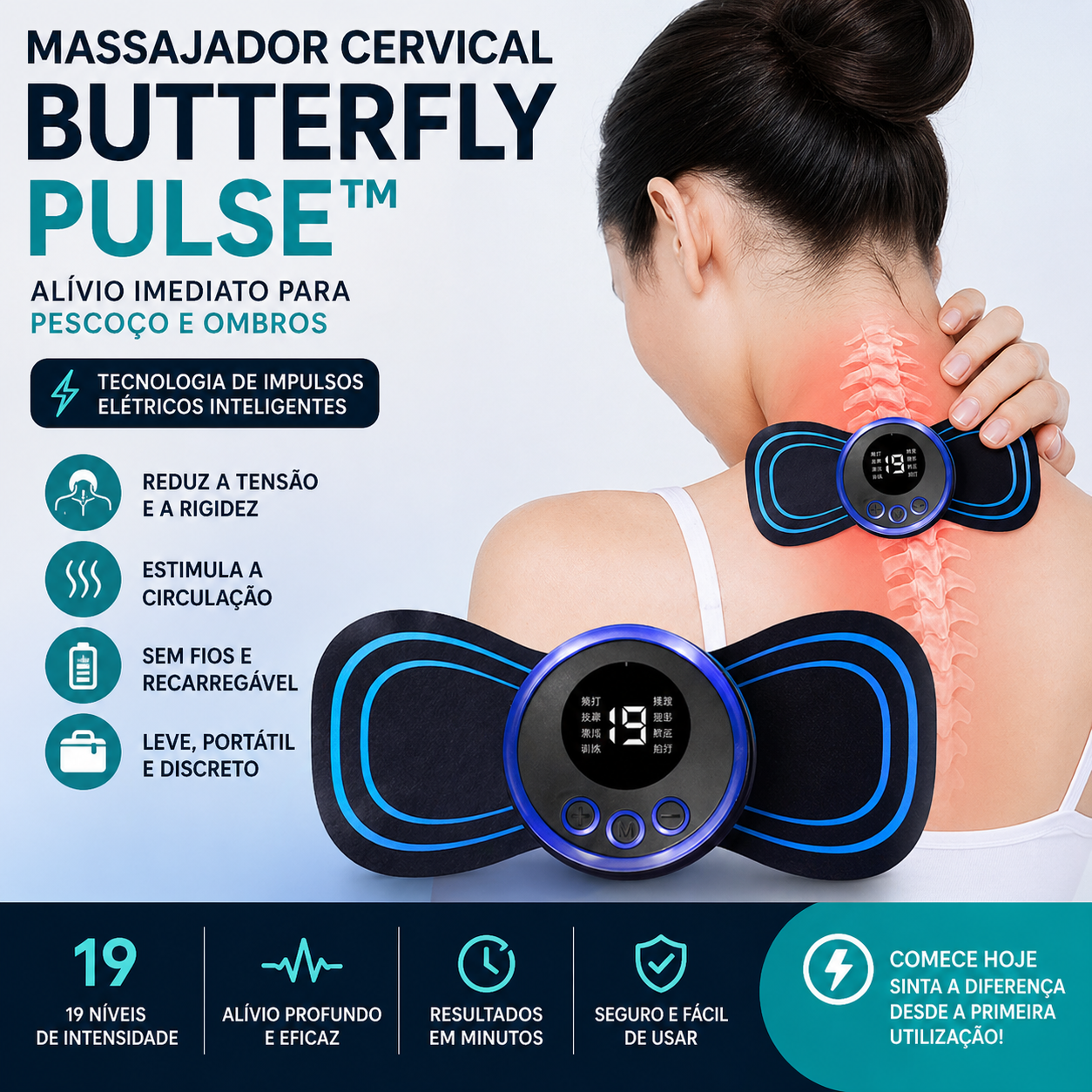 Massageador Cervical Elétrico Butterfly Pulse™