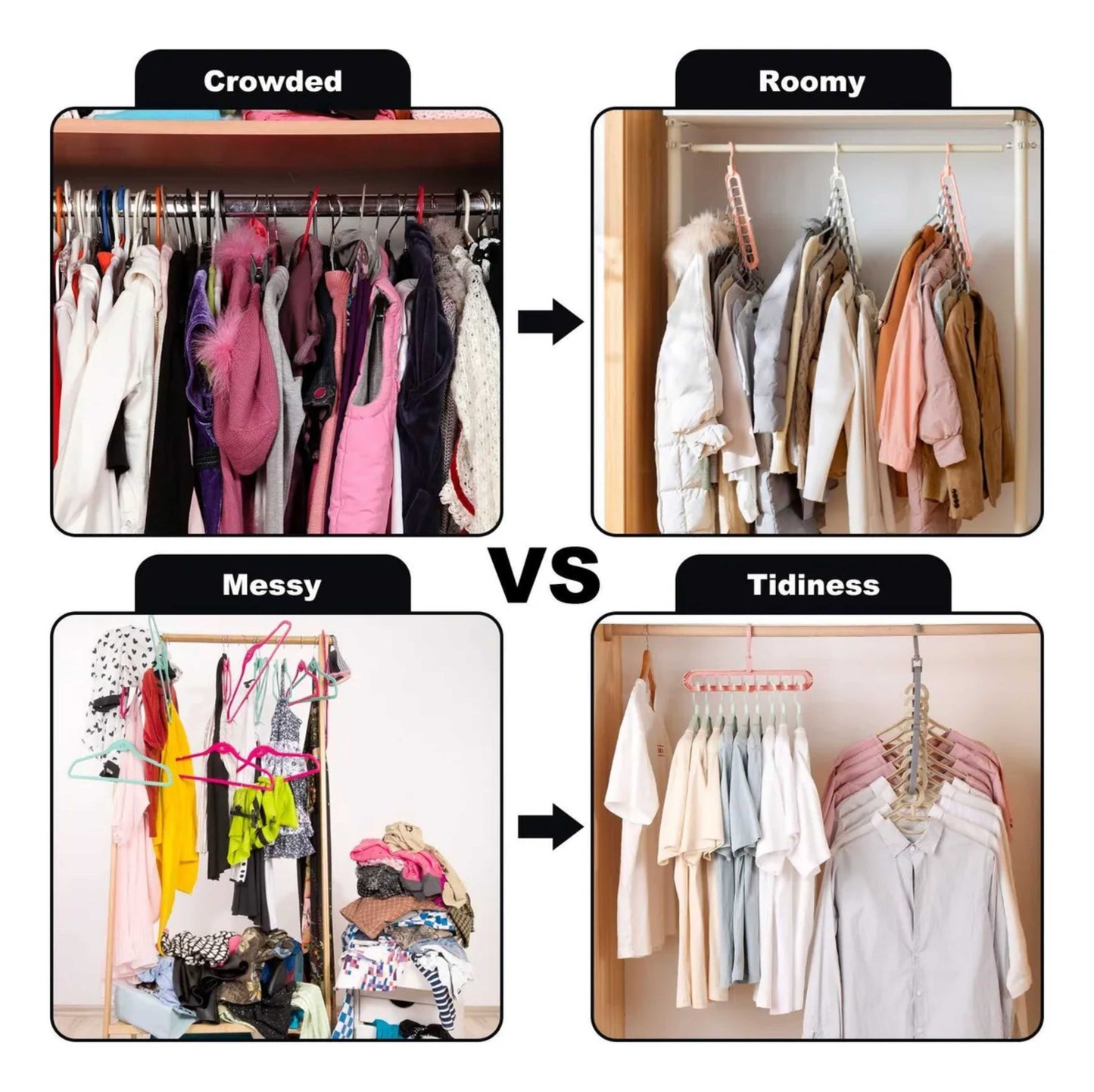 Pack de 5 Perchas Multiusos - WiseHanger™