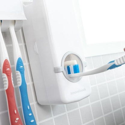 DentClean™ – Dispensador de Pasta de Dientes + Soporte para Cepillos